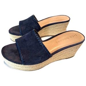 Jack Rogers Palmer navy suede wedge slides 7.5